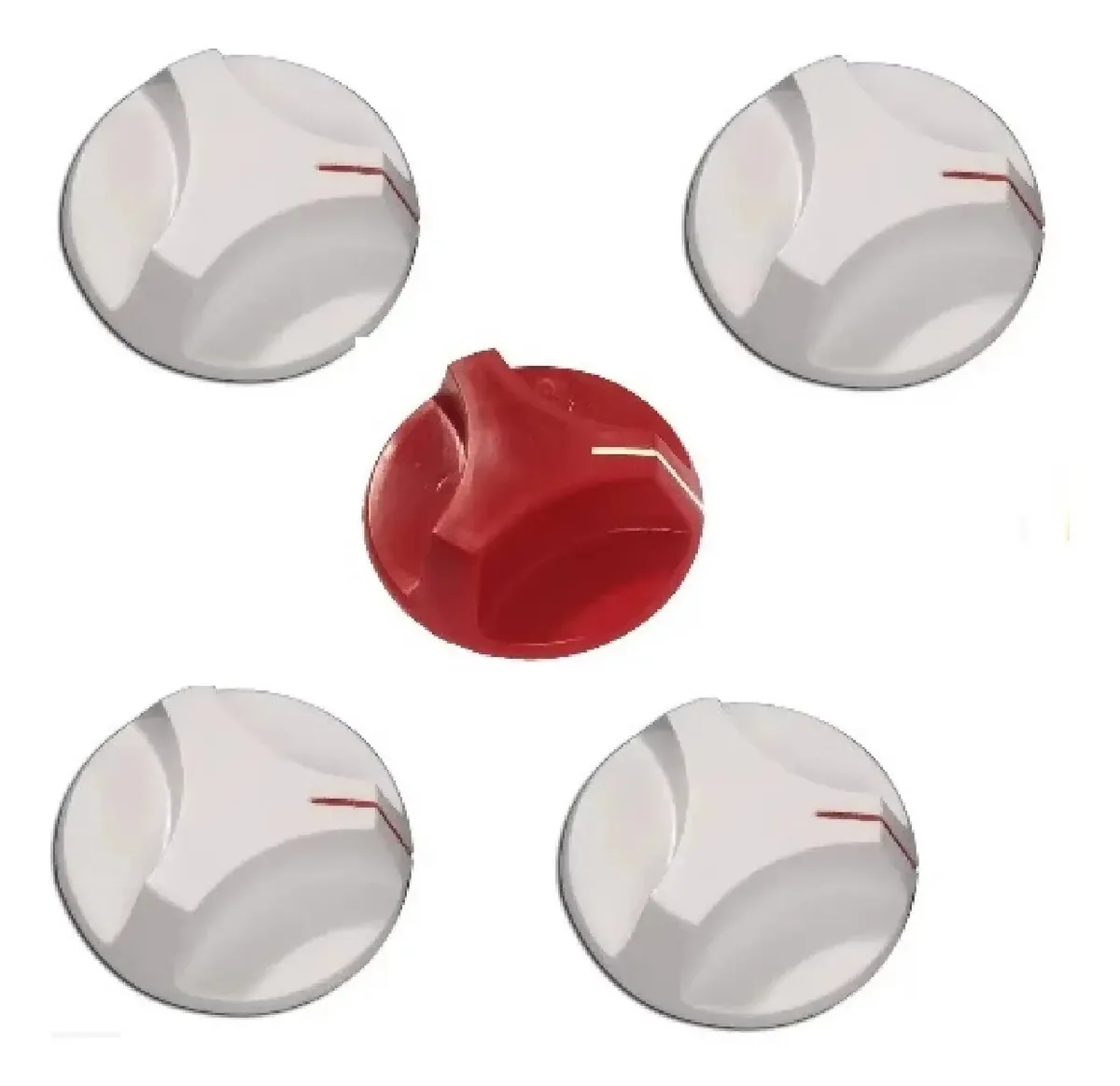 Botao Fogão Dakorama/vedete Jg C/5 Botões Branco E Vermelho