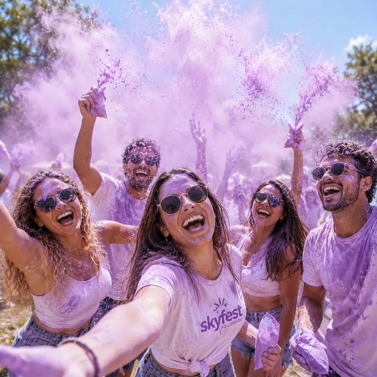 Kit 10 Pó Colorido 100g Tinta Em Pó Festa Holi Skyfest Cor Lilás