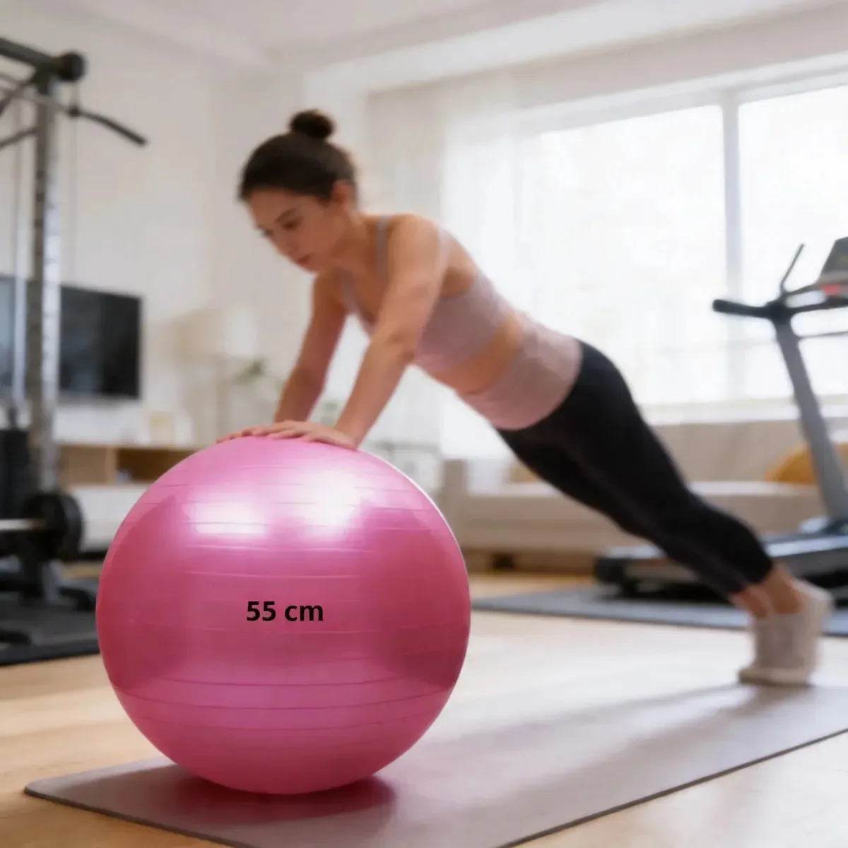 Bola Suiça Pilates Fisioterapia 55cm Yoga Gestante Funcional Cor Rosa