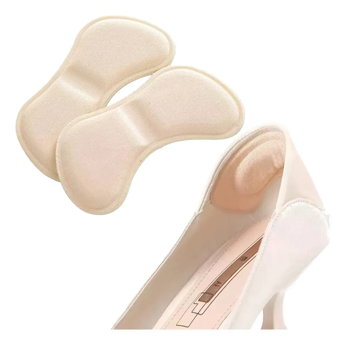 Kit 2 Par Protetor Calcanhar Espuma Ajuste Sapato Folgado Bege Universal