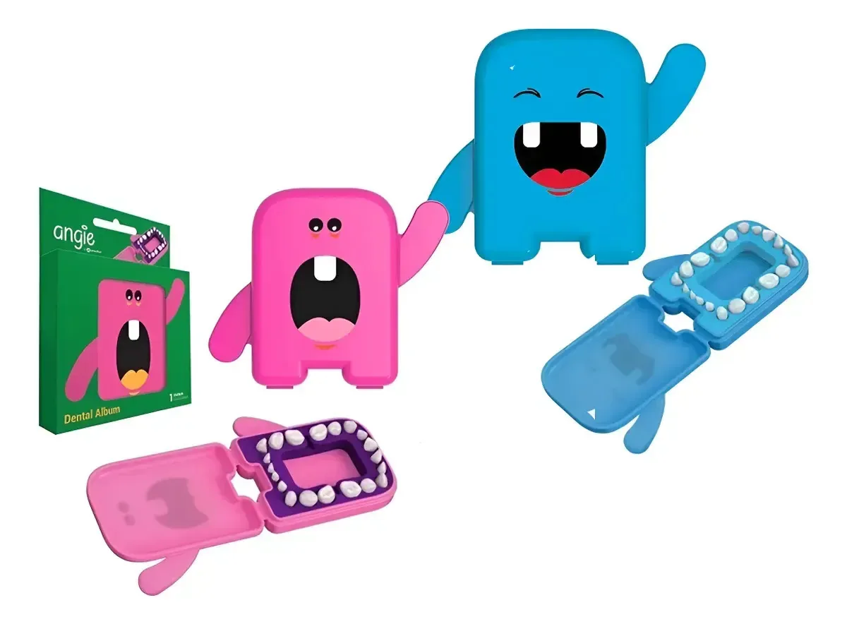 Kit 02 Album Dental Porta Dente De Leite Infantil Azul Rosa Cor Azul-rosa Menino-menina