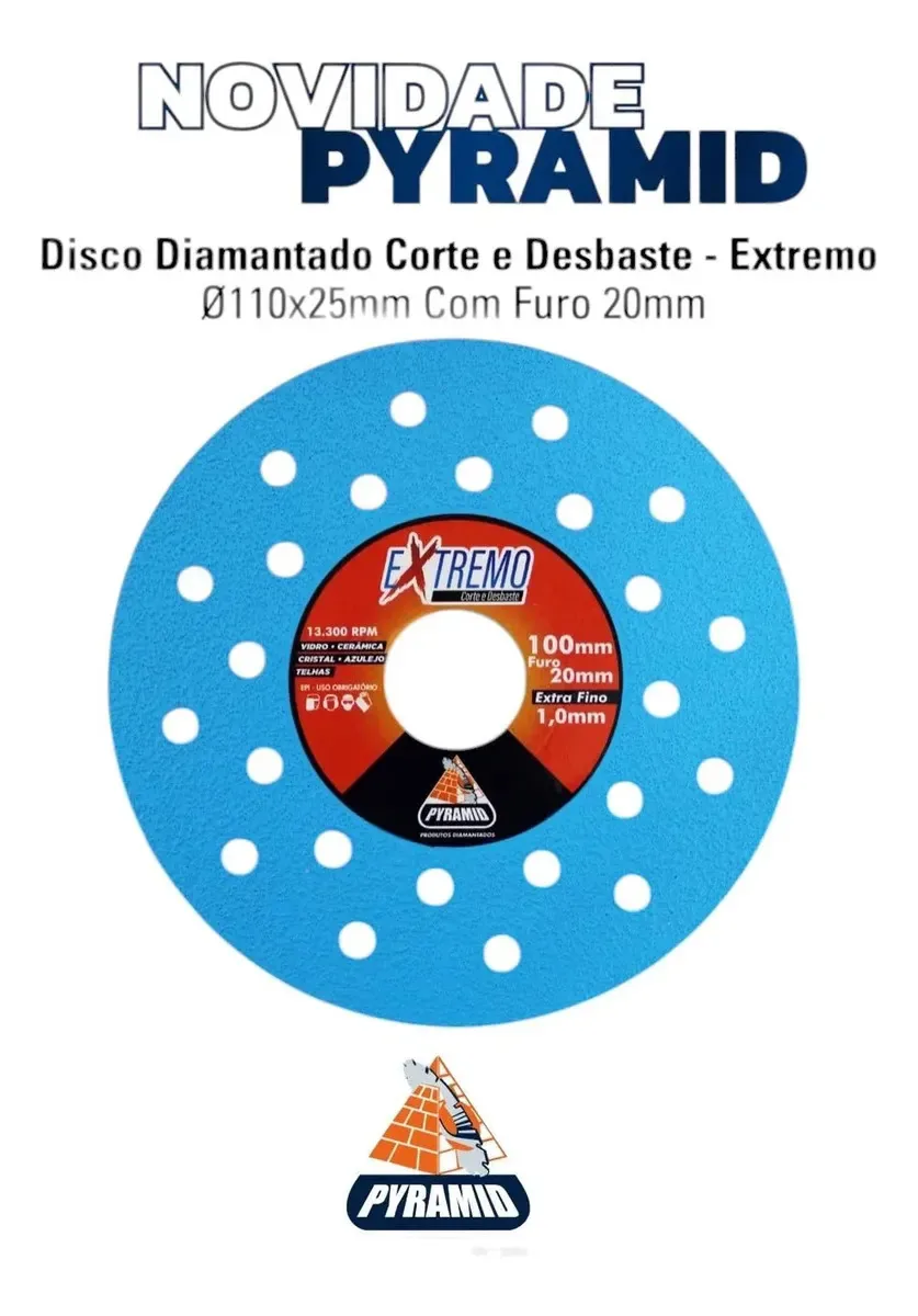 Kit 3 Discos Diamantado De Corte E Desbaste Com Acabamento Fino Azul-celeste Porcelanato Vidro Ceramica Azulejo Telhas