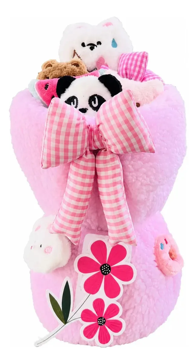 Buquê De Pelúcias Cupido Decorativo Presente Namorados Rosa