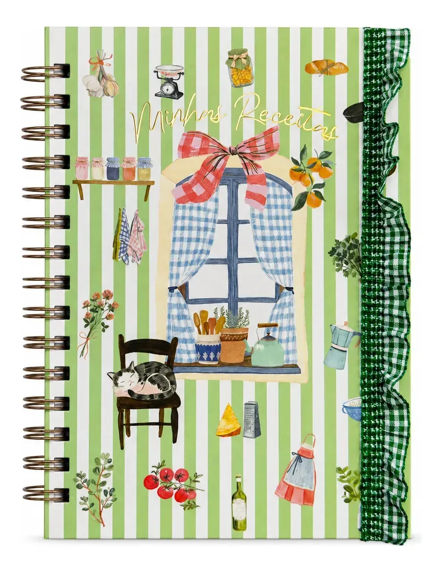 Caderno Minhas Receitas 60 Folhas - Adorável Country Verde-claro