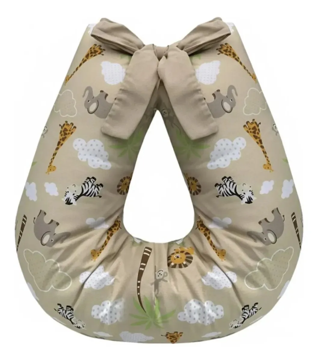 Almofada De Amamentação Estampada Com Zíper Cor Cáqui Safari
