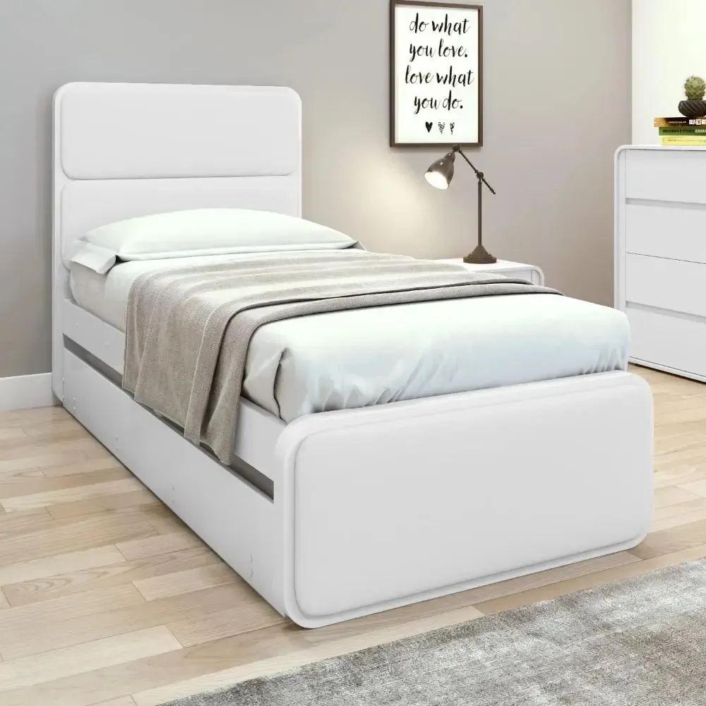 Cama Solteiro Móveis Lopas Easy Like Korino Branco com Espaço de Armazenamento