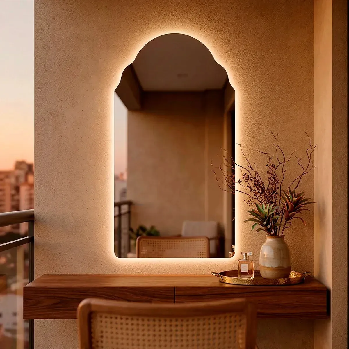 Espelho Orgânico Com Led Marrocos 110x60 Espelho Decorativo Led Frio