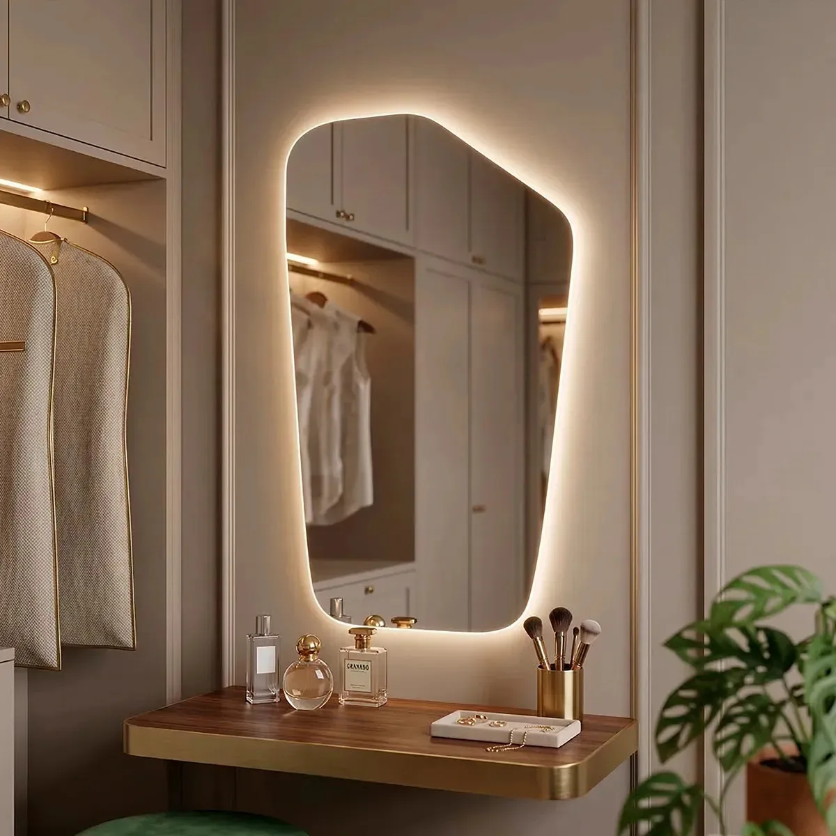 Espelho Com Led 110x60cm Espelho Banheiro Sala Mod Texas Led Quente