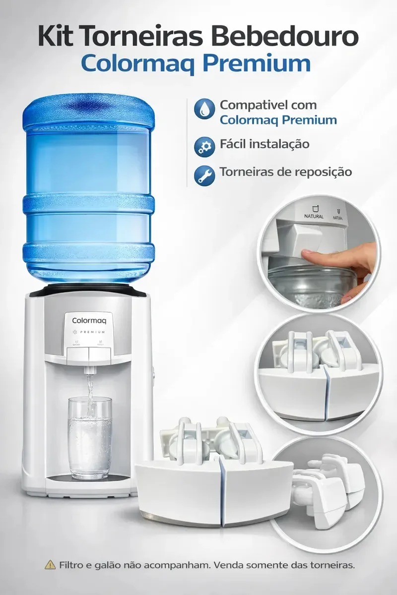 Kit Torneiras Premiun Filtro Purificador Bebedouro Colormaq Branca