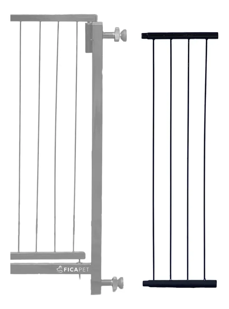 Extensor Portão Segurança Reforçado Pet Bebê Prolonga 20cm Cor Preto