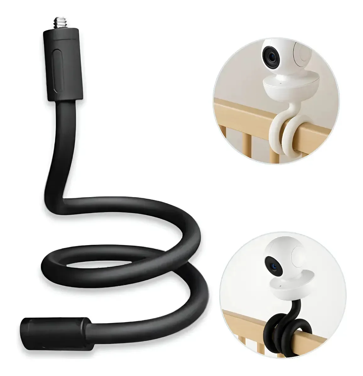 Suporte Flexível Para Babá Eletrônica Sem Furo Enrolar Berço Cor Preto 0