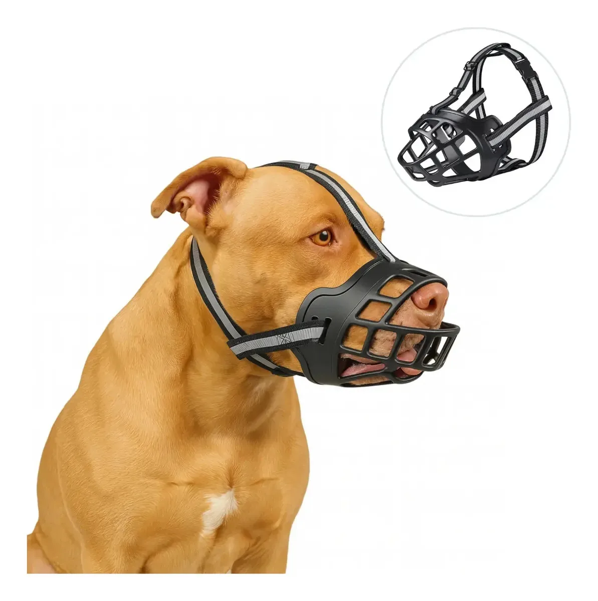 Focinheira Ajustável Regulável Silicone Confortável Para Cachorro Grande Pitbull DAZZELI