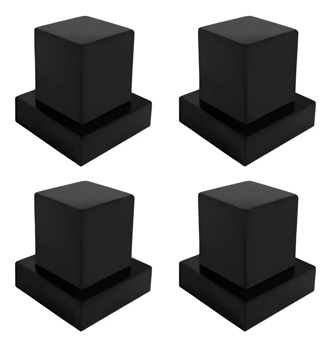 4 Acabamentos De Registro Black Quadrado Pressão Gaveta Preto Brilhante