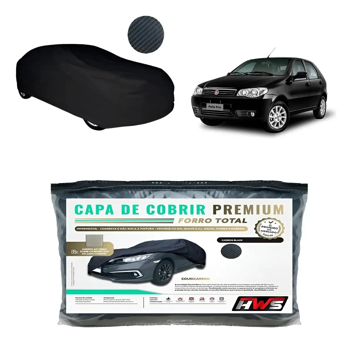 Capa Cobrir Palio Couricarbon Impermeável Forrada Sol Chuva Preto