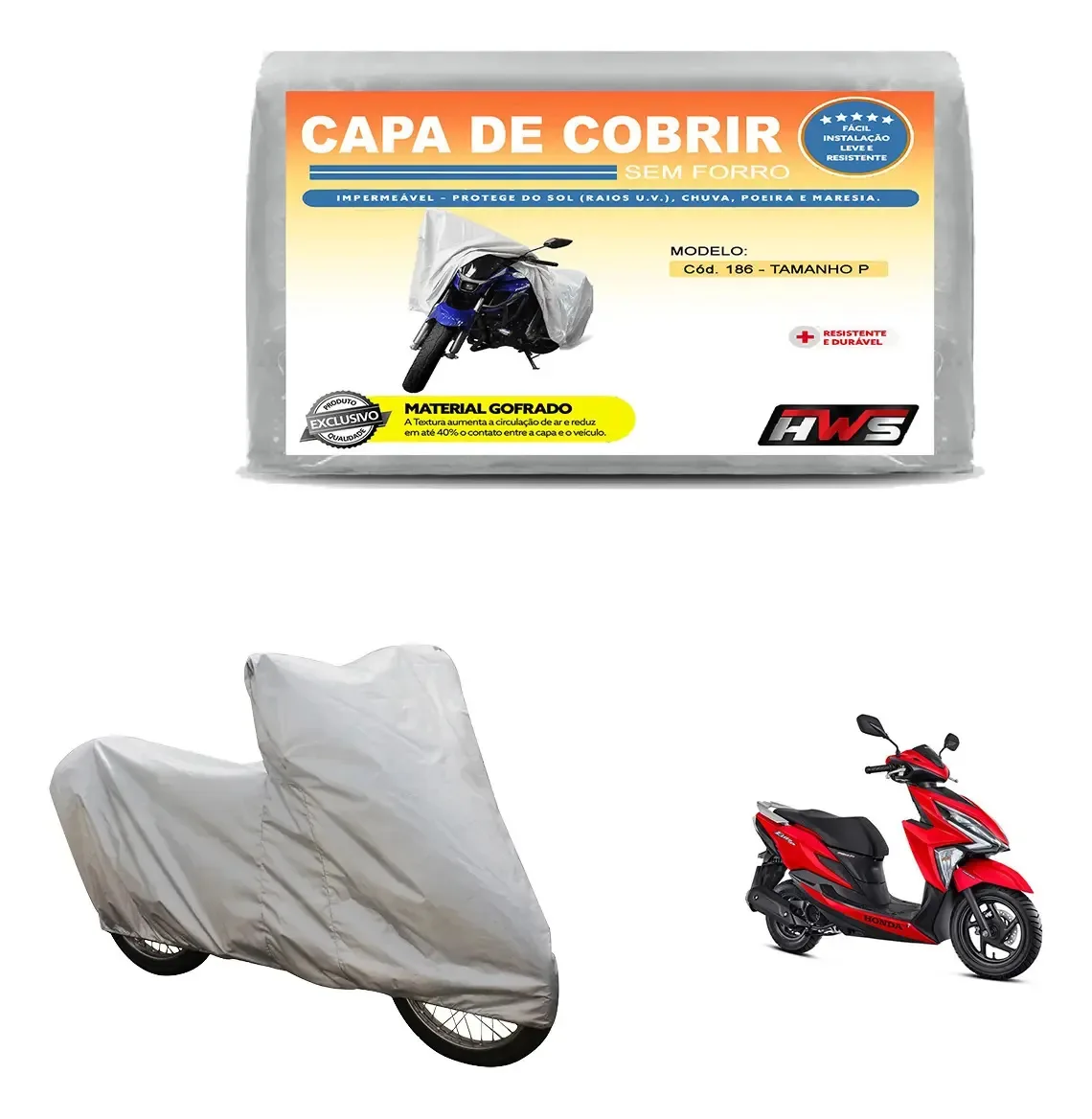 Capa Cobrir Honda Elite 125 Impermeável Prata Sol Chuva Uv Prateado