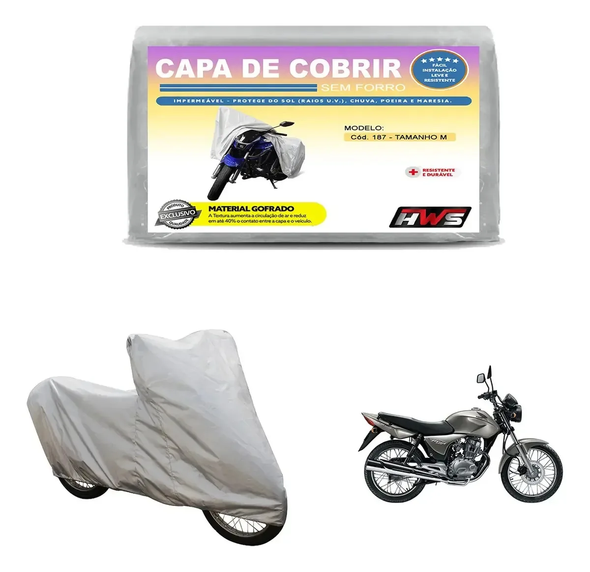 Capa Cobrir Honda Cg 150 Impermeável Prata Sol Chuva Anti Uv Prateado