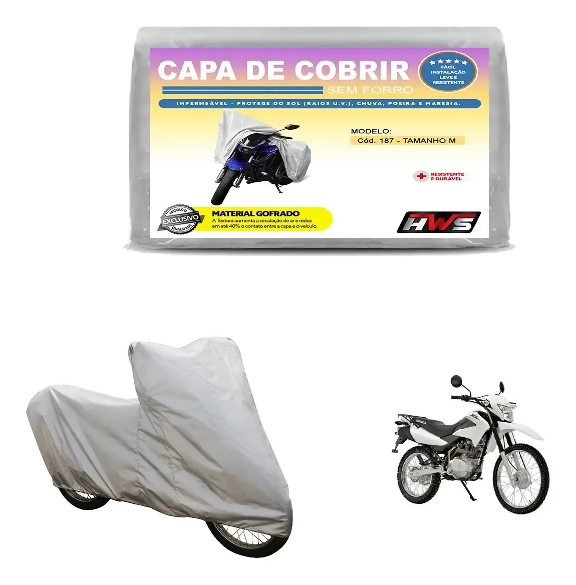 Capa Cobrir Honda Xl 125 Impermeável Prata Sol Chuva Anti Uv Prateado