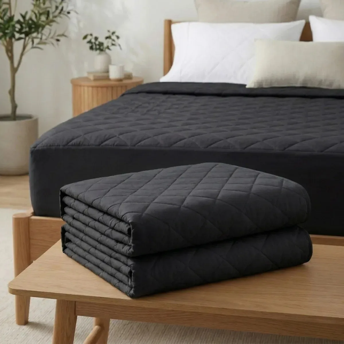 Kit 2 Protetores Colchão Impermeável King Matelado Macio Preto Matelado King