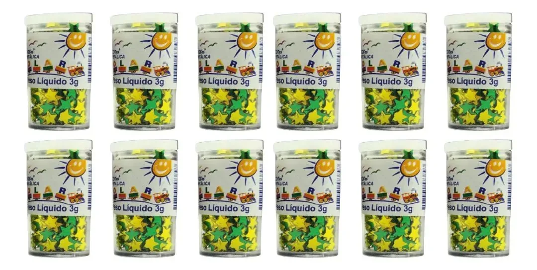 Kit 12 Lantejoulas Estrelinhas Verde E Amarelo 3g Lantecor