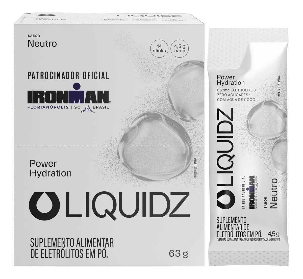 Liquidz® - Eletrólitos Zero Açúcares - Neutro - 14 Sachês