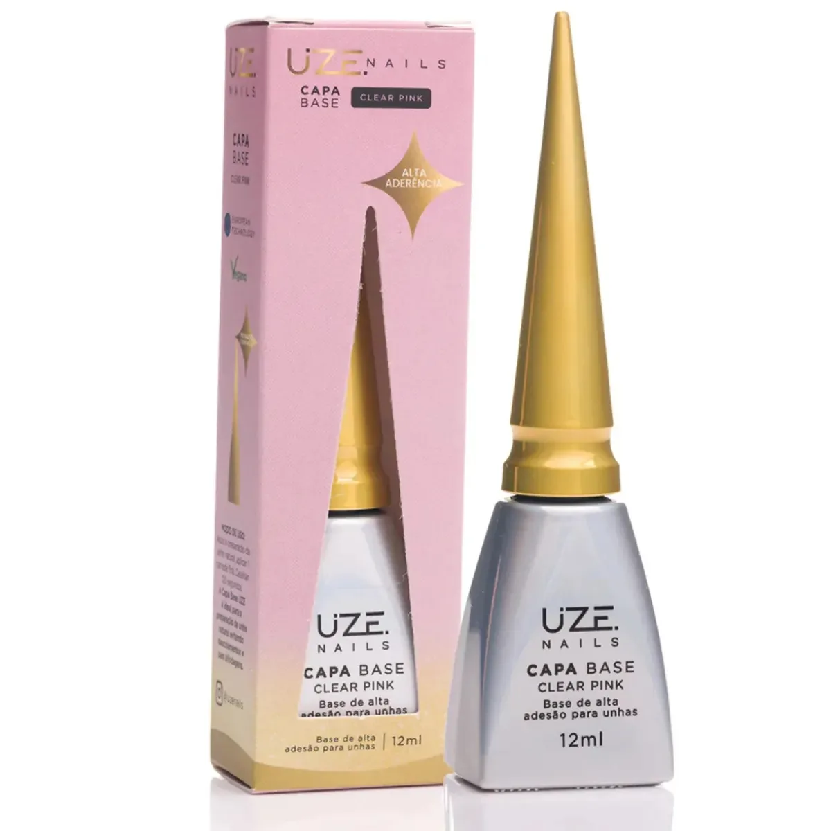 Gel Capa Base Clear Pink 12ml Uze Nails Led/uv Preparação Alongamento Unhas