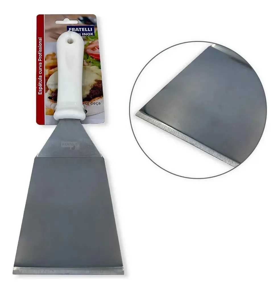 Espátula Profissional Lanches Chapas Pizzas Curva Ou Reta Em