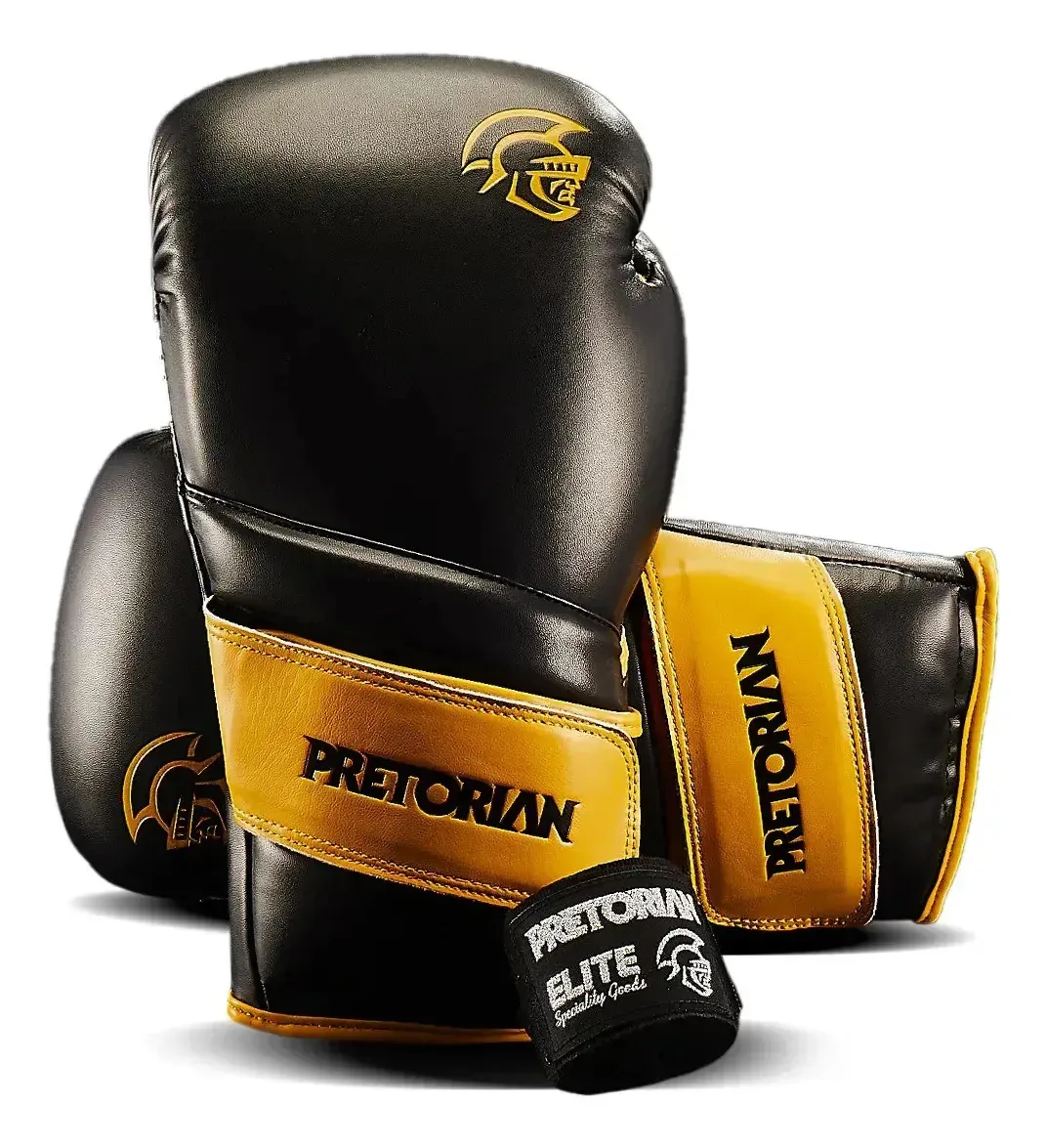 Kit Boxe E Muaythai Pretorian Luva Elite + Bandagens Cor Amarelo Tamanho 14oz