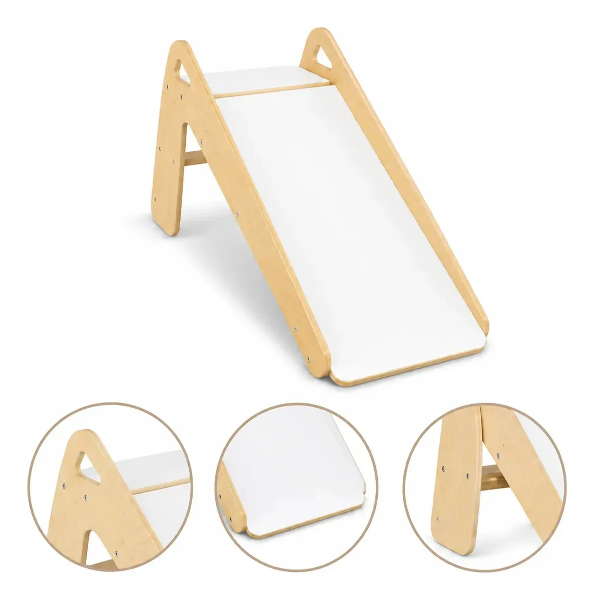 Escorregador Infantil Montessori Madeira Brinquedo Educativo Branco