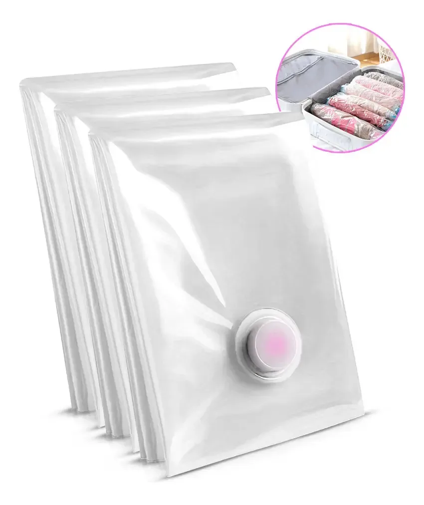 3 Saco A Vácuo Viagem Organizador 60x80 Impermeável Roupa