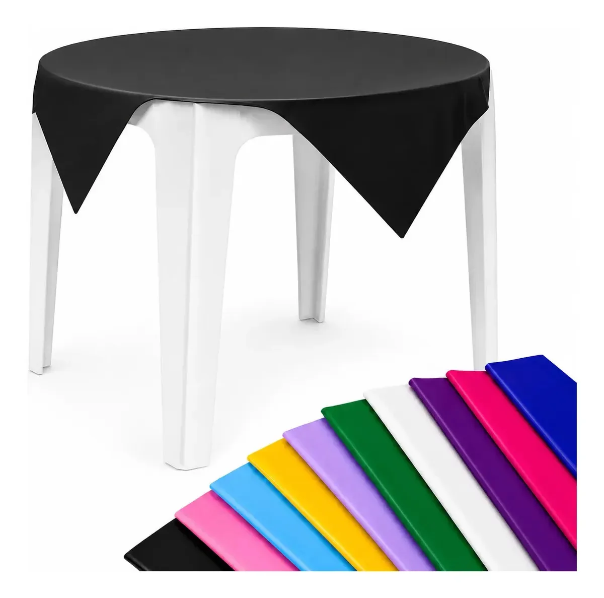 10 Toalhas Mesa Perolizadas 78x78 Descartável Festas Preto