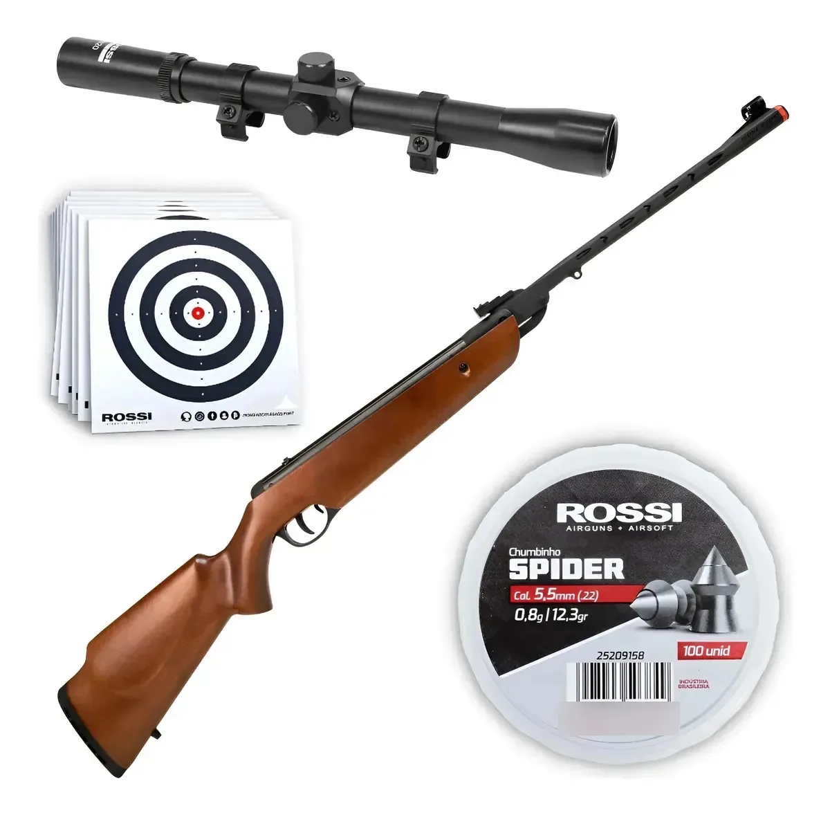 Carabina De Pressão Dione Sport Madeira 5,5mm + Luneta Marrom 5.5 Mm