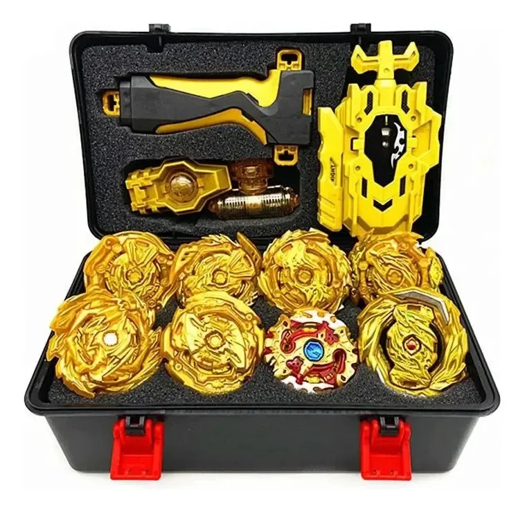 Maleta Beyblades Com 2 Lançadores + Grip De Empunhadura Cor Dourada