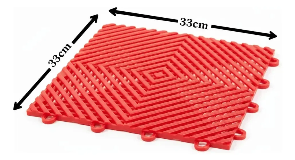 Kit 100 Pçs (10,80m2) Estrado Plástico Modular 33x33 Garagem Vermelho