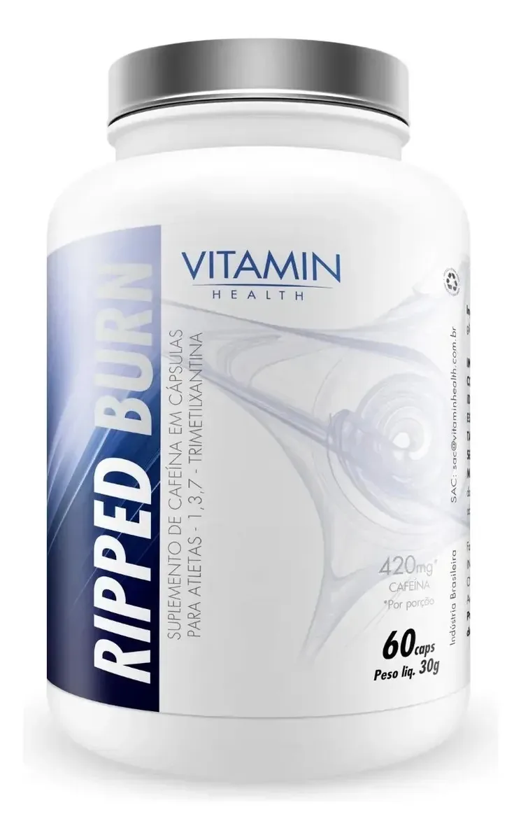 Cafeina Ripped Burn 420mg 60 Cápsulas Vitamin Health Sem Sabor