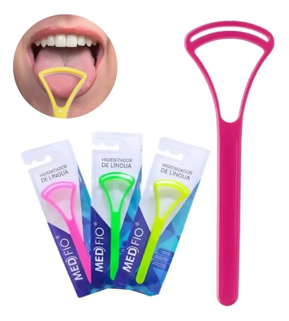 Kit 3 Limpadores Higienização De Língua Remoção De Bactérias Violeta