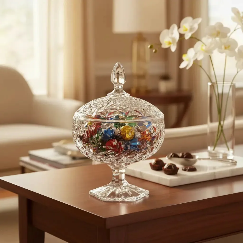 Baleiro de Vidro Apollo AllMix Com Tampa Para Doces e Decoração