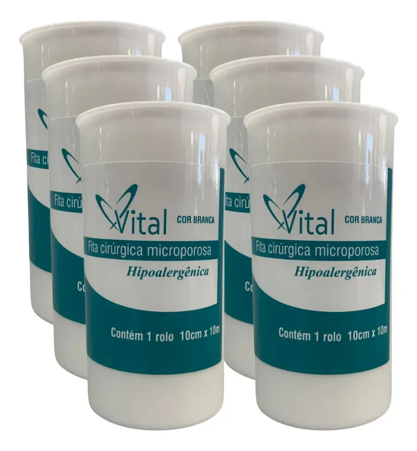 Fita Microporosa Hipoalérgica Branca 10cm X 10m - 6 Unidades Branco