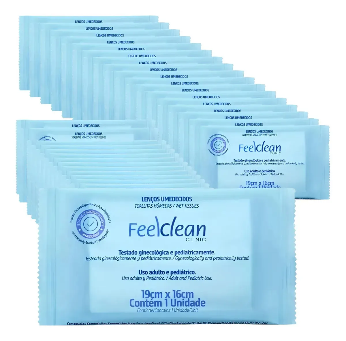 1.000 Lenços Umedecido Clinic Limpeza Intima - Feelclean