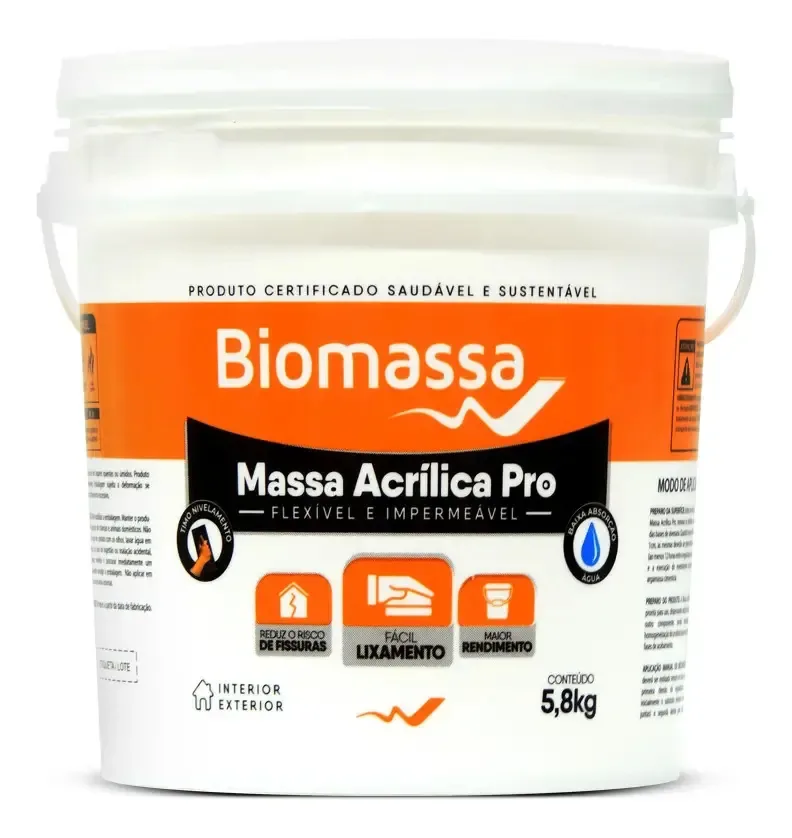 Massa Acrílica 5,8kg Acabamento Fino Interna E Externa