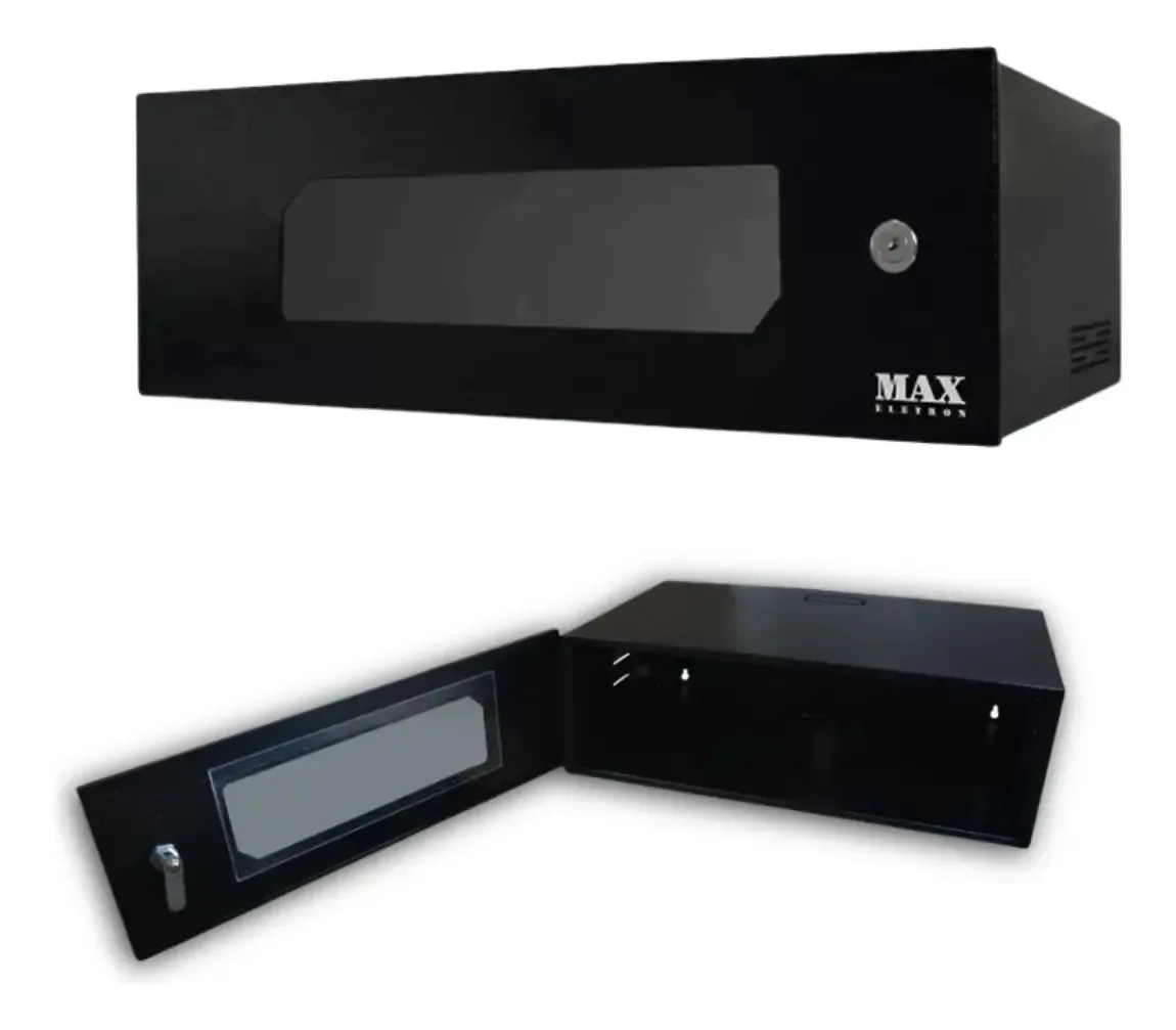 Mini Rack 19 3u 350mm Max Eletron Acr Preto Preto