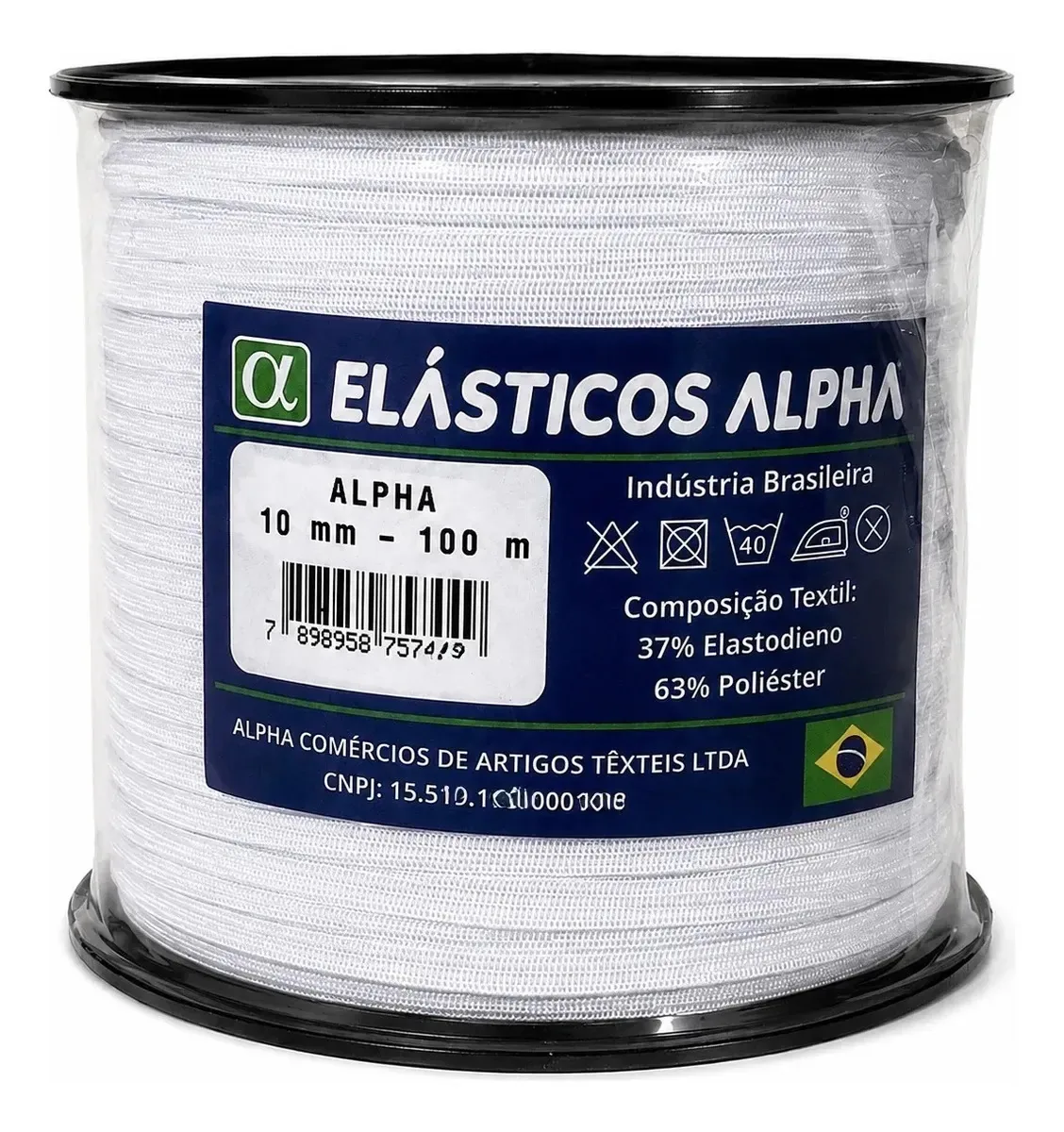Elástico Chato Medidas Variadas Rolo Com 25m Elásticos Alpha Alpha 10mm X 100m