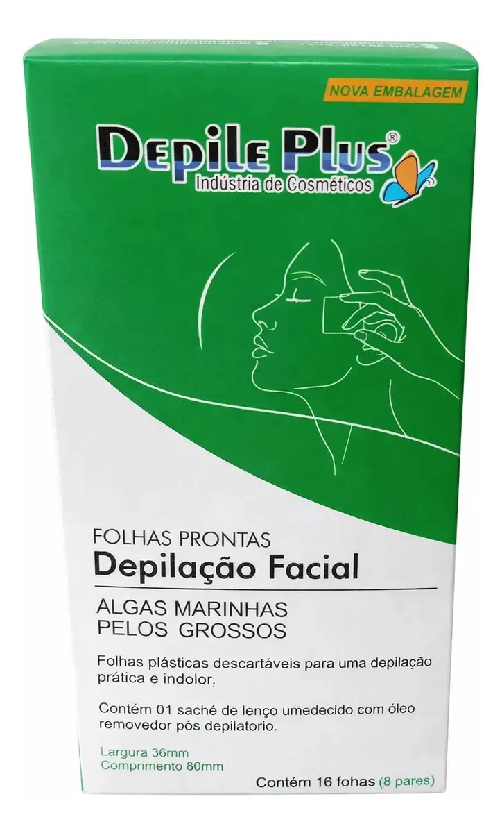Folhas Depilação Facial Algas Marinhas Depile Plus 16 Folhas