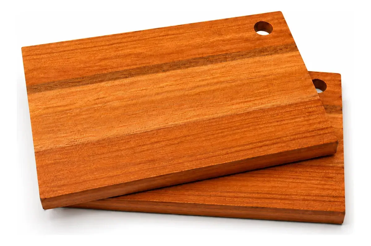 Kit 2 Tábuas de Corte Madeira 34x22cm Multiuso Cozinha
