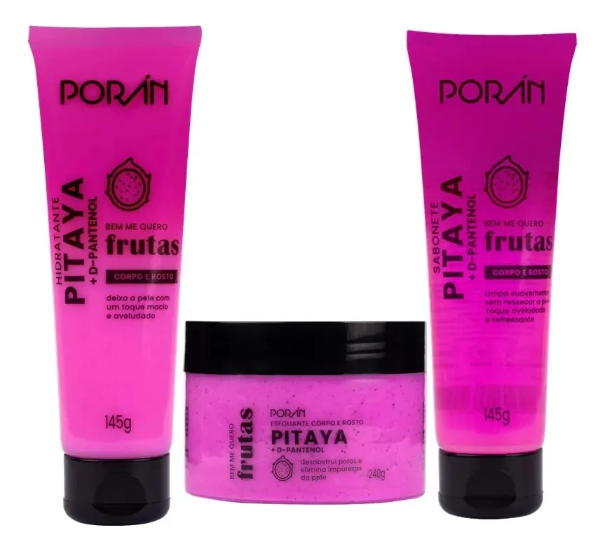 Kit Cuidados Com Rosto E Corpo Pitaya 3 Itens Poran