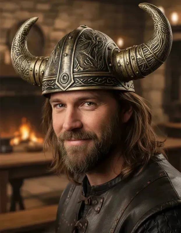 Capacete Viking C/ Chifre Fantasia Cosplay Dourado