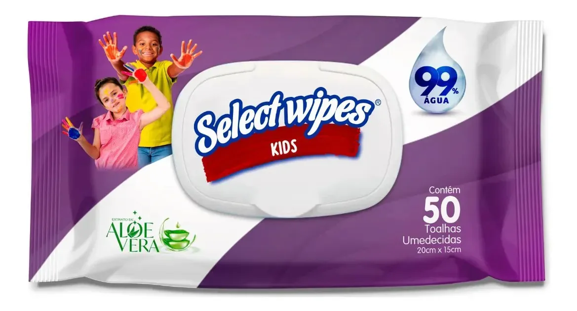 Lenços Umedecidos Select Wipes Kids 50un Sem Fragrância
