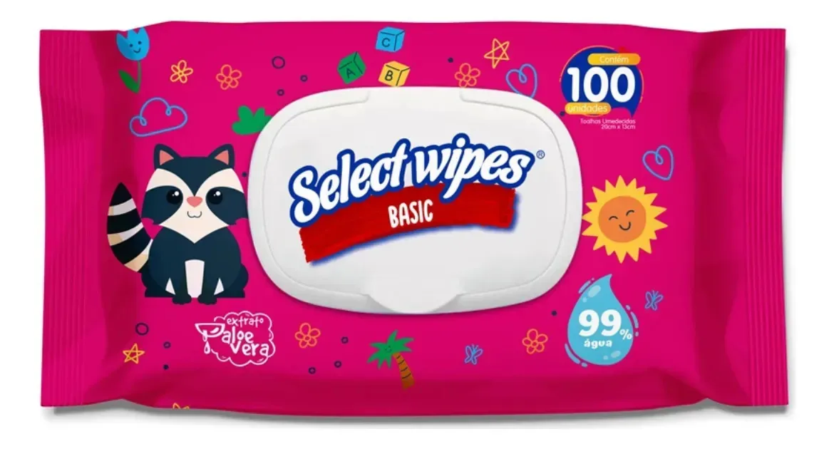 Lenços Umedecidos Select Wipes Basic Com 100 Unidades