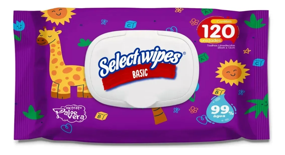 Lenços Umedecidos Select Wipes Basic 120un Com Tampa