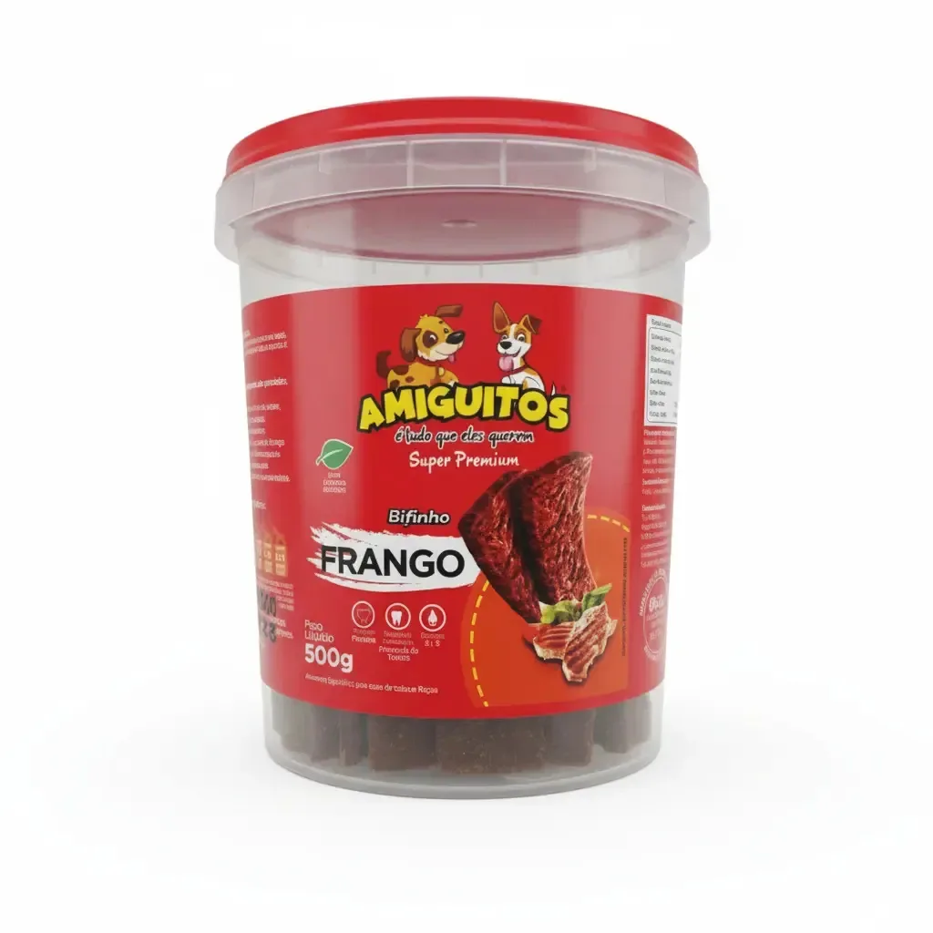 Bifinho Petisco Cães Adestramento Amiguitos Carne 500g Snack Recompensa Pet