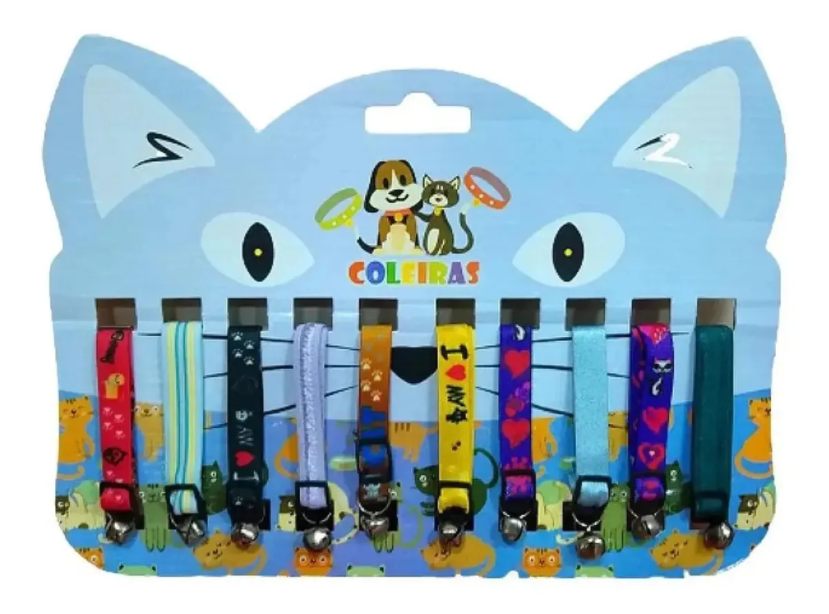 Kit Coleiras Para Gatos Sem Guizo - 10 Unidades